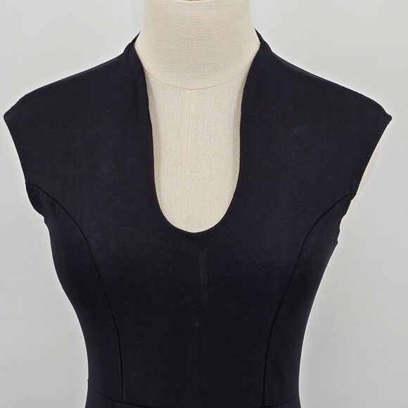 Rolla Coster Body Con Dress Women's S Black Plunge Neck Gold Zipper - Picture 1 of 6